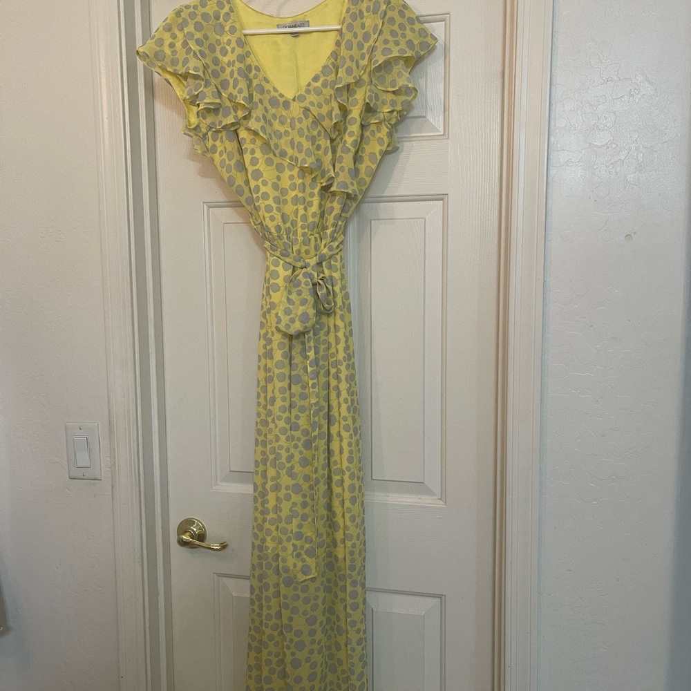 DownEast Yellow Polka Dot Maxi Dress
